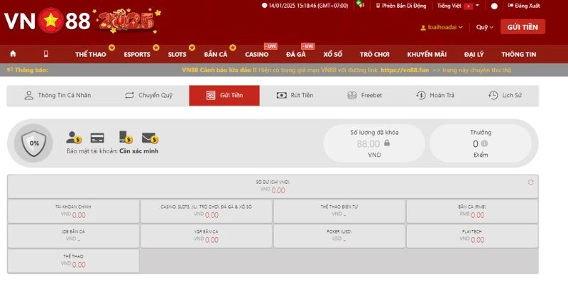 Giới thiệu về hệ thống nạp tiền VN88
