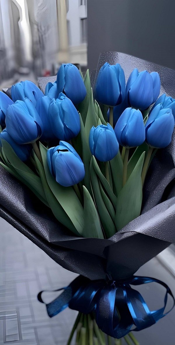 Hình ảnh bó hoa Tulip xanh hiếm có 6