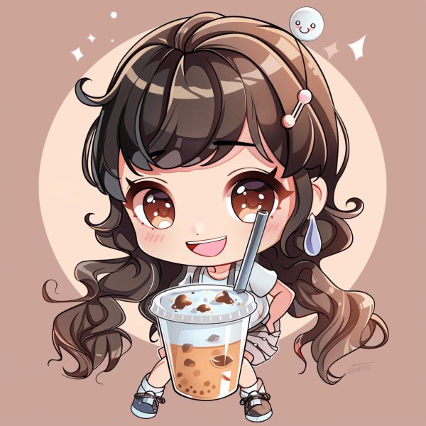 Cô gái uống trà sữa chibi 7