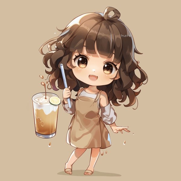 Cô gái uống trà sữa chibi 8