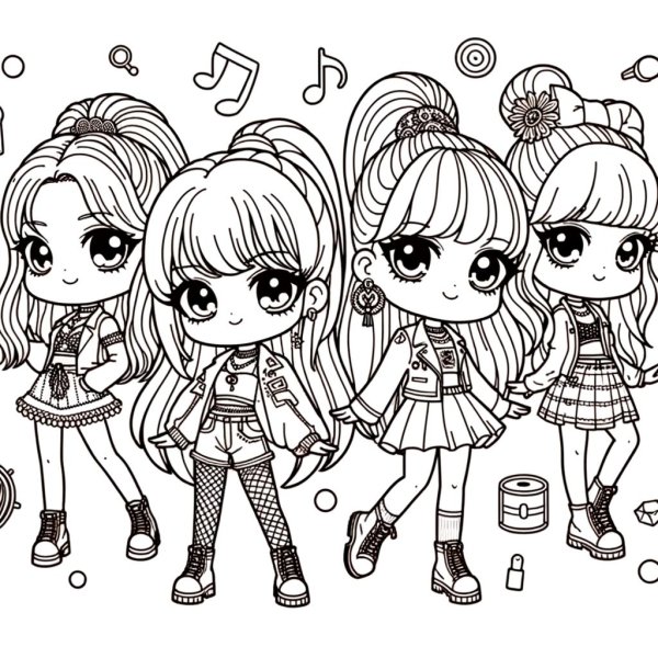 Tranh tô màu Blackpink chibi cute 1