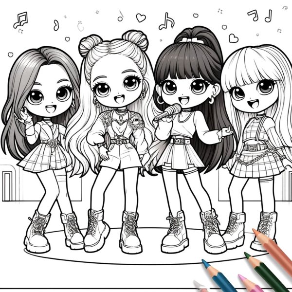 Tranh tô màu Blackpink chibi cute 2