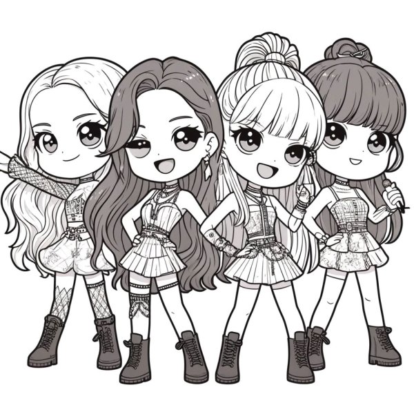 Tranh tô màu Blackpink chibi cute 4