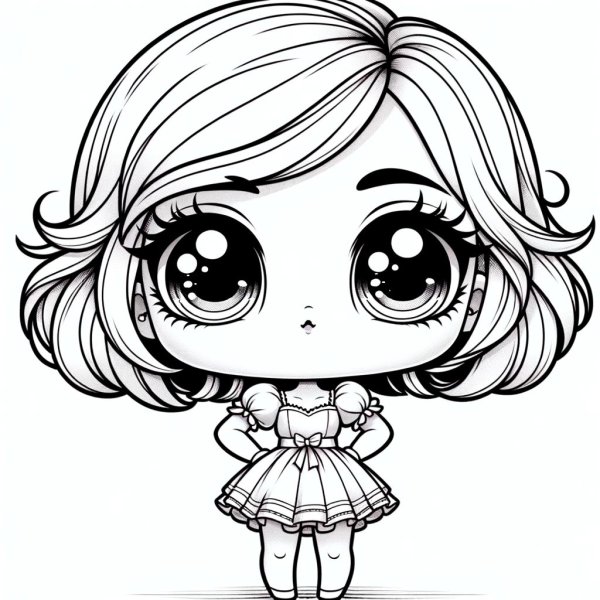 Tranh tô màu búp bê chibi, cute 4