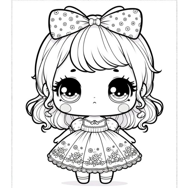 Tranh tô màu búp bê chibi, cute 7