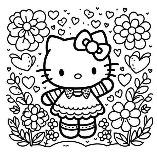 Tranh tô màu Hello Kitty 1