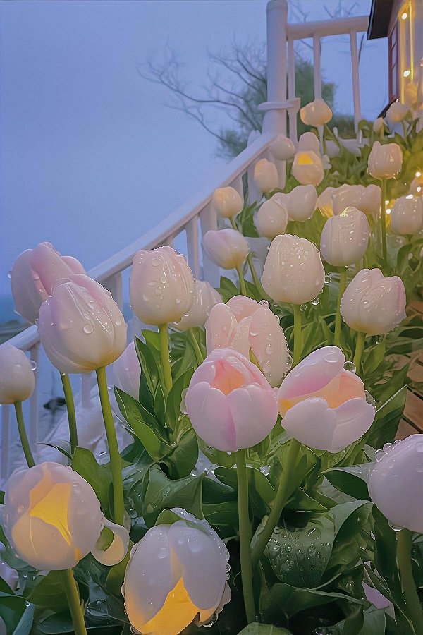 Hình ảnh vườn hoa Tulip trắng 4