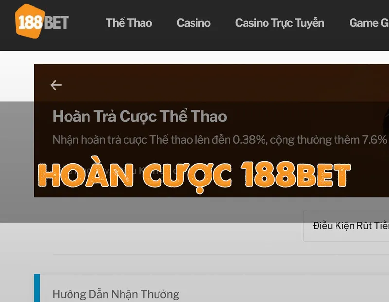  Hoàn Cược 188Bet - Chính Sách Hoàn Tiền Hấp Dẫn Tại Nhà Cái 188Bet
